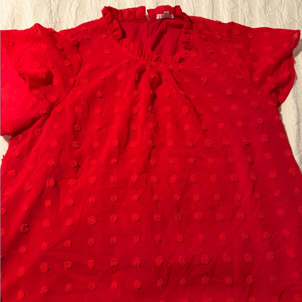 Red Ruffled Women's Top